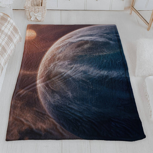 Space Sunset Velveteen Throw Blanket