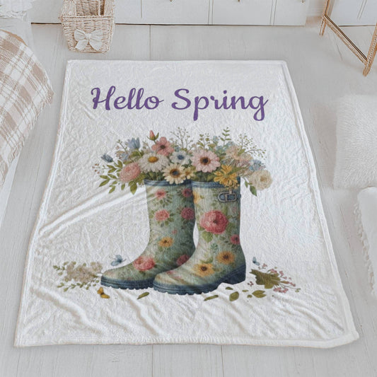 Cute Floral Spring Velveteen Blanket