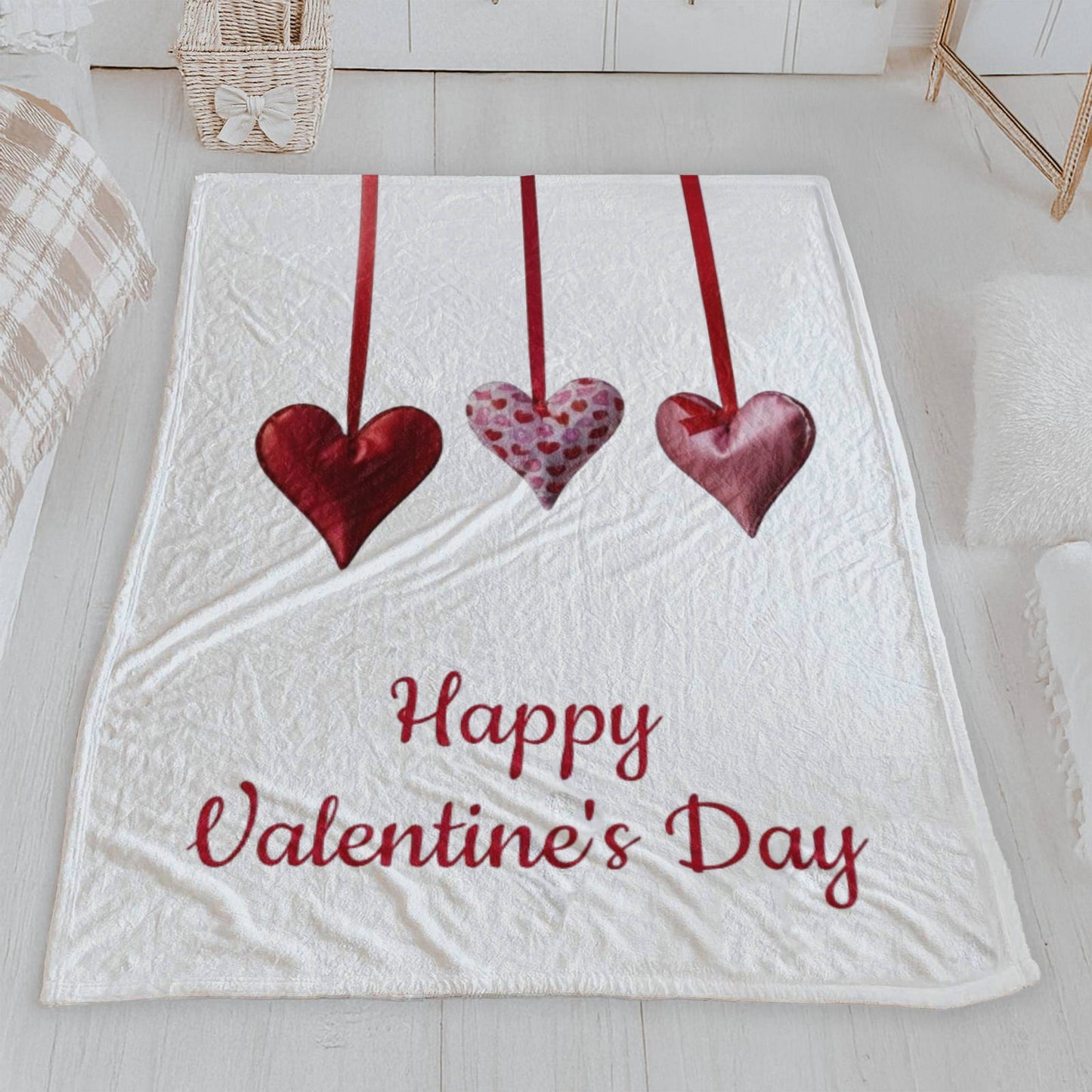 Happy Valentine's Day Trio Hearts Blanket