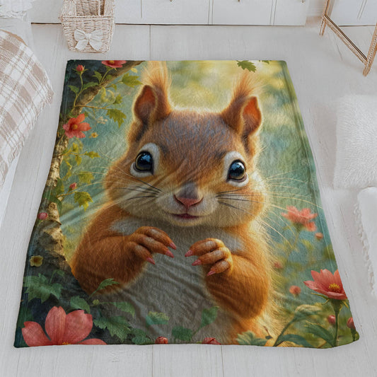 Adorable Baby Squirrel Velveteen Blanket