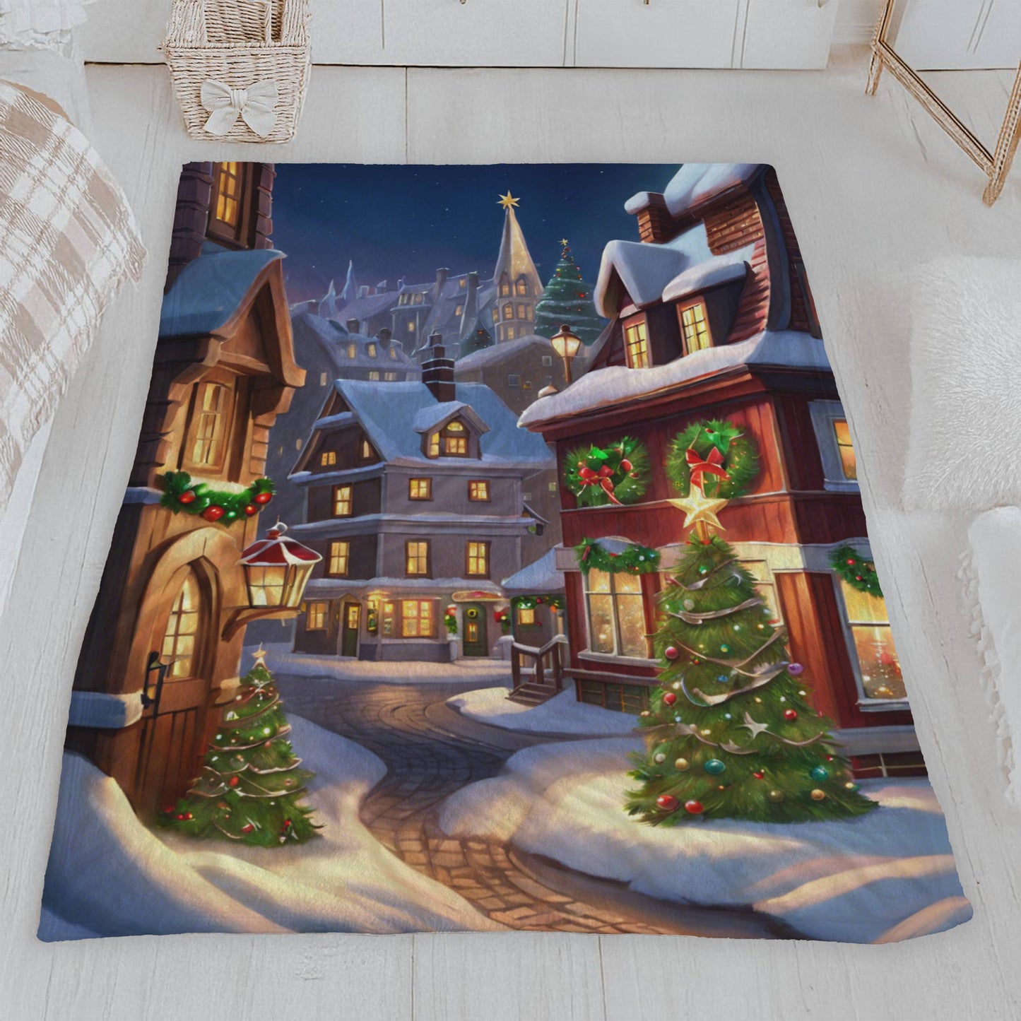 Charming Christmas Village Plush Blanket